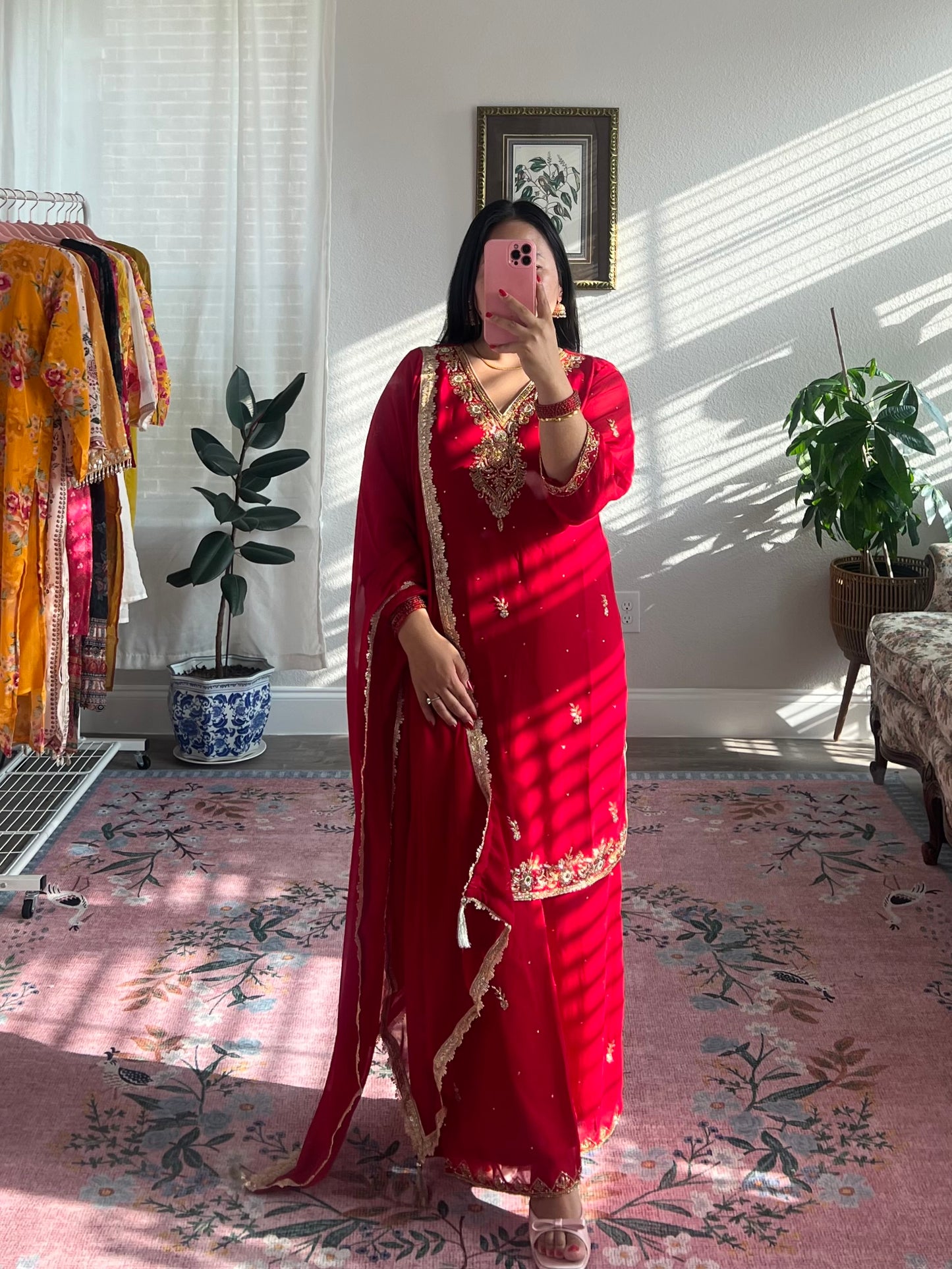 Designer Red kurtha set