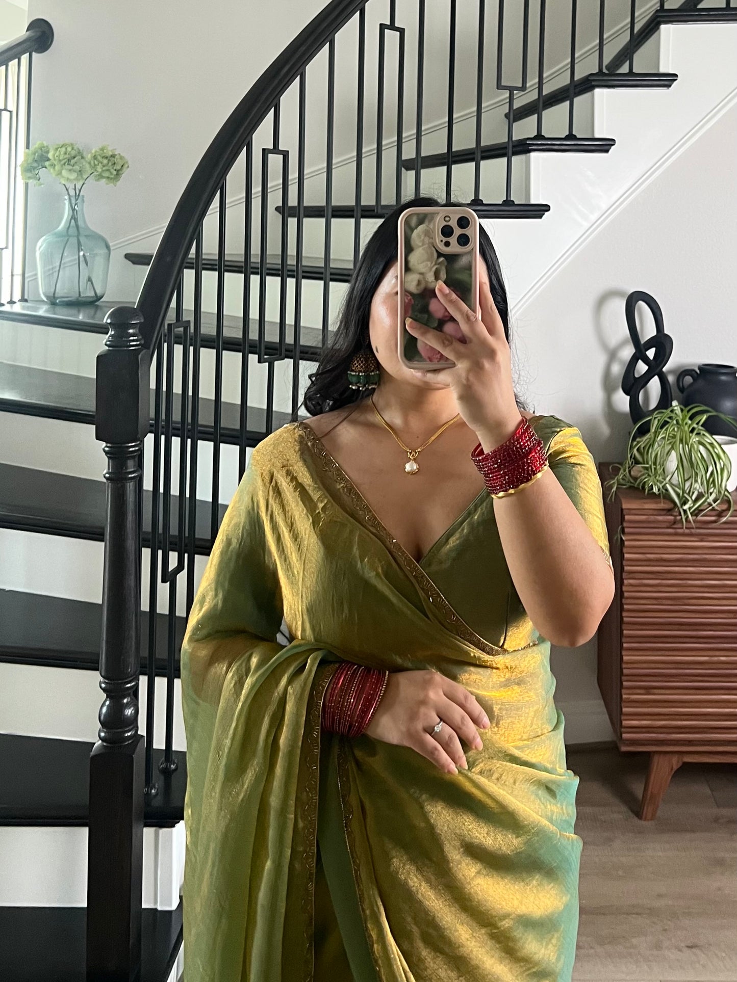 Fendy silk saree in green