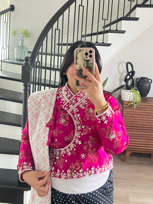Kuching handwork choli in pink