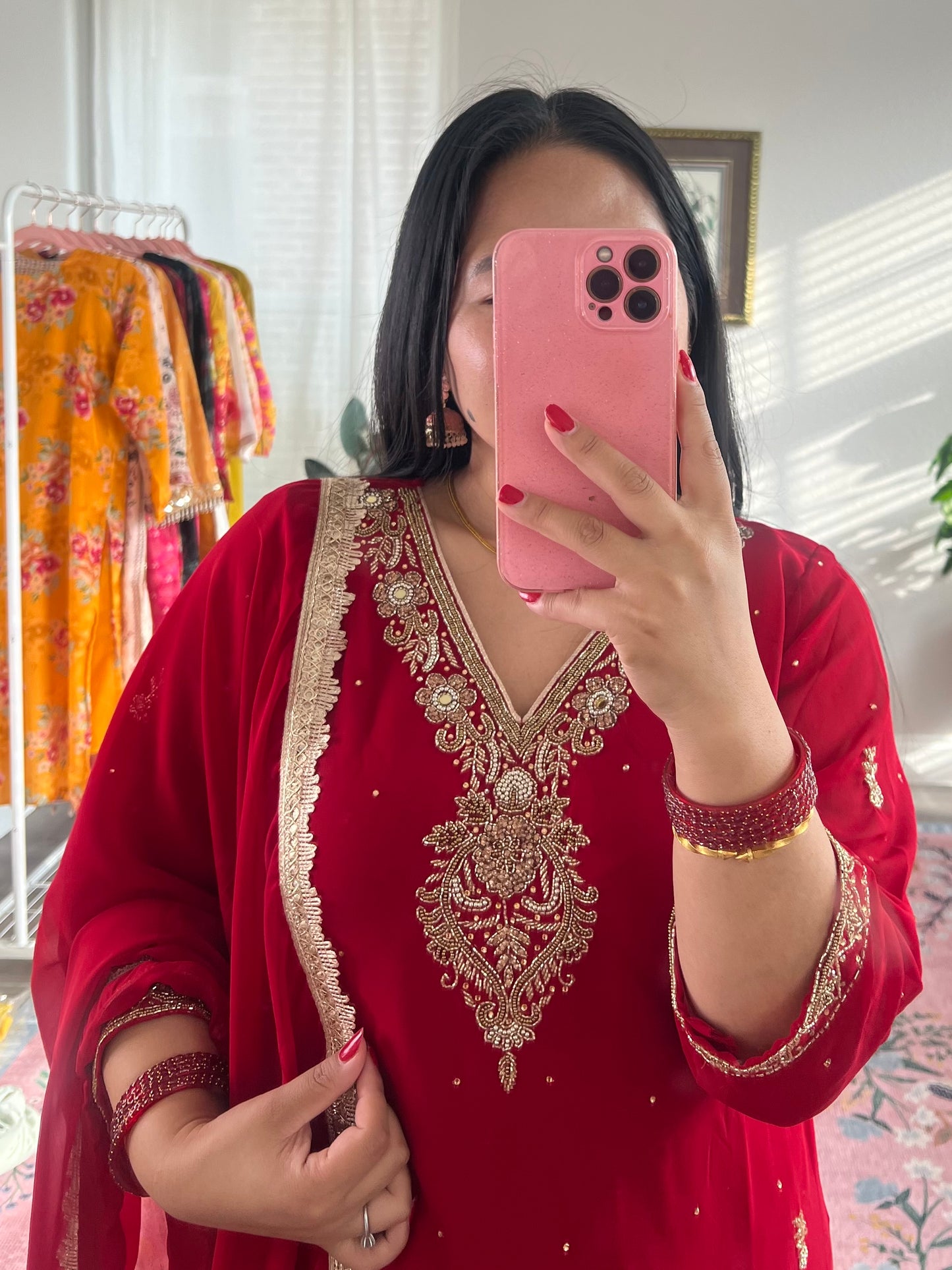 Designer Red kurtha set
