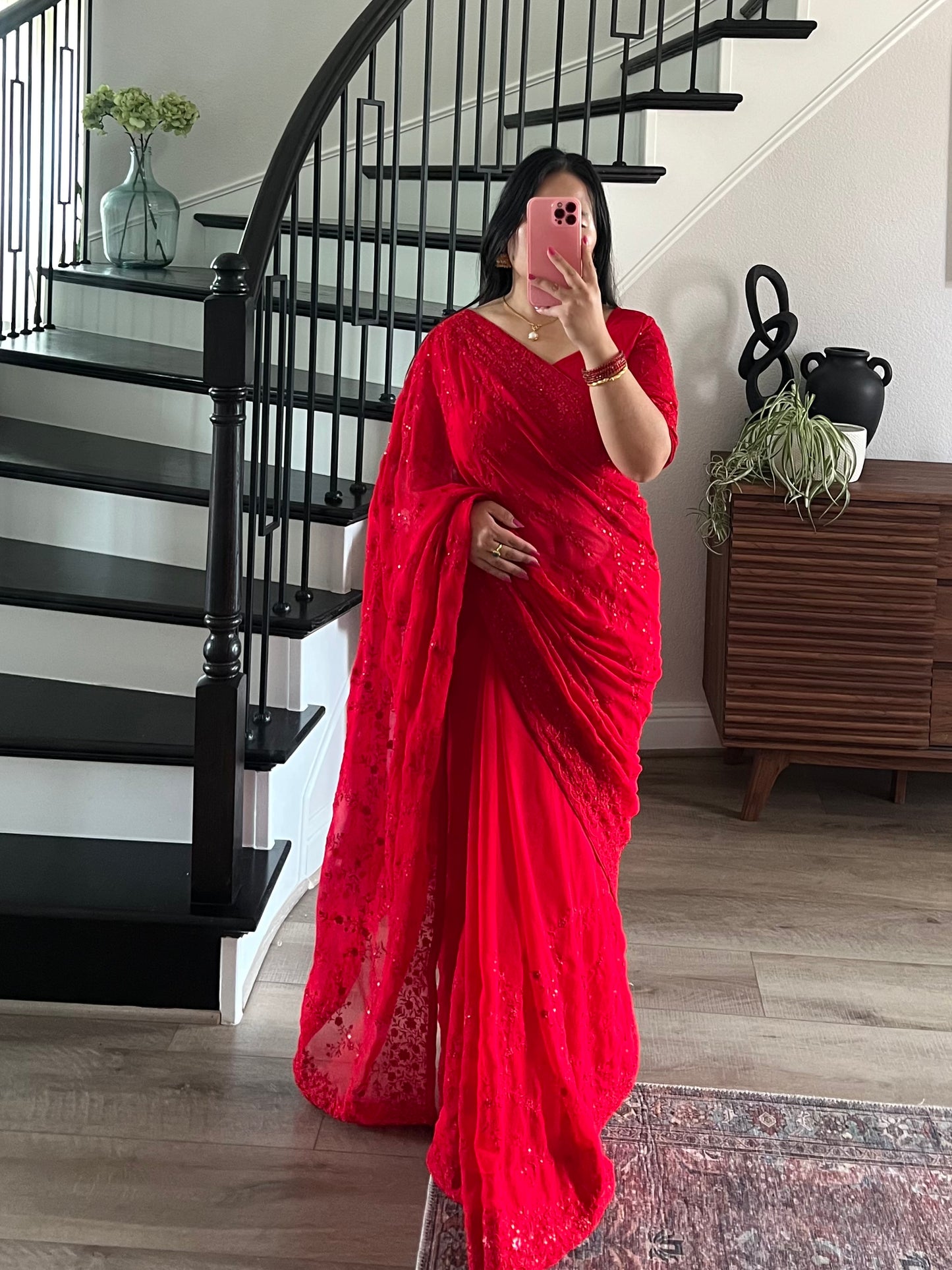 Designer Red Saree and Blouse