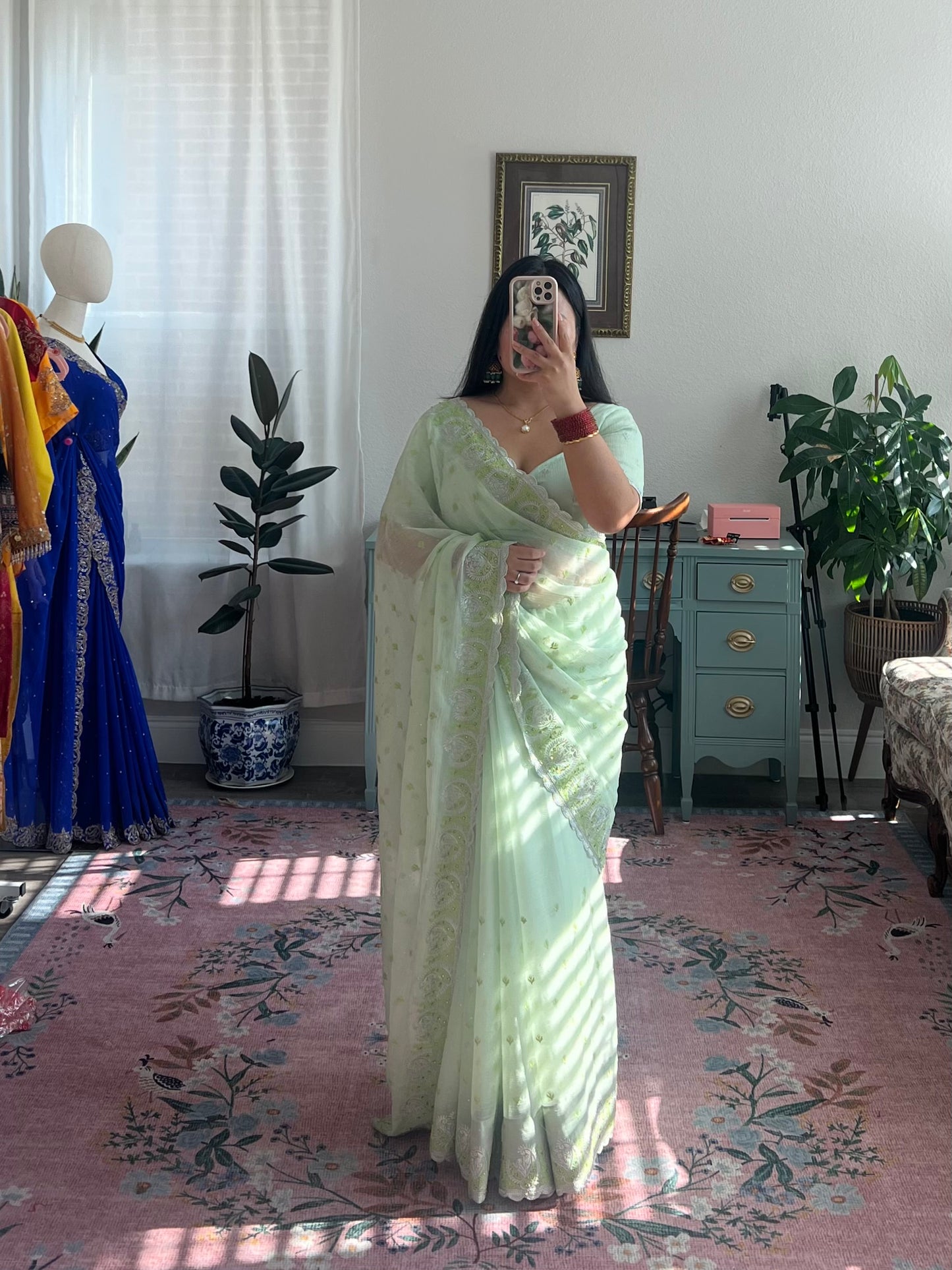 Mint green saree
