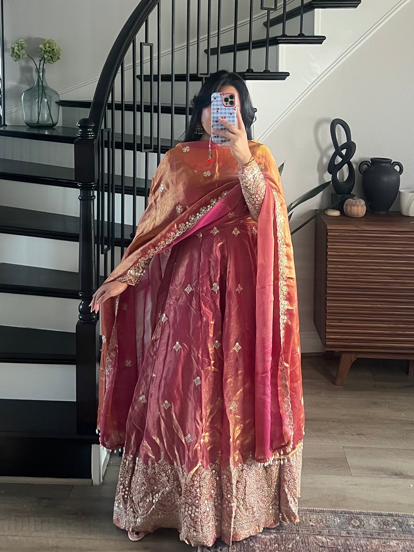 Silk anarkali in pink