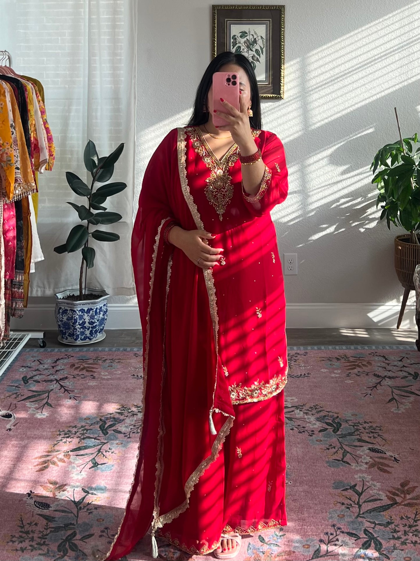 Designer Red kurtha set