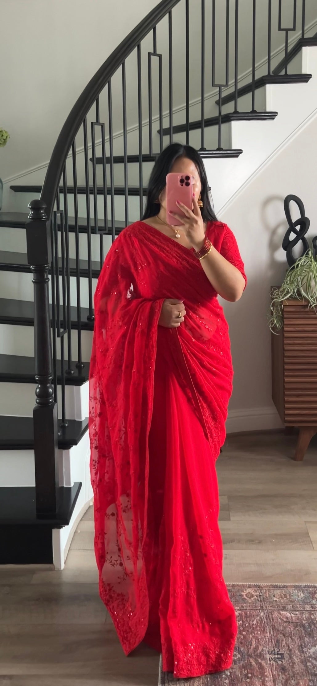 Designer Red Saree and Blouse