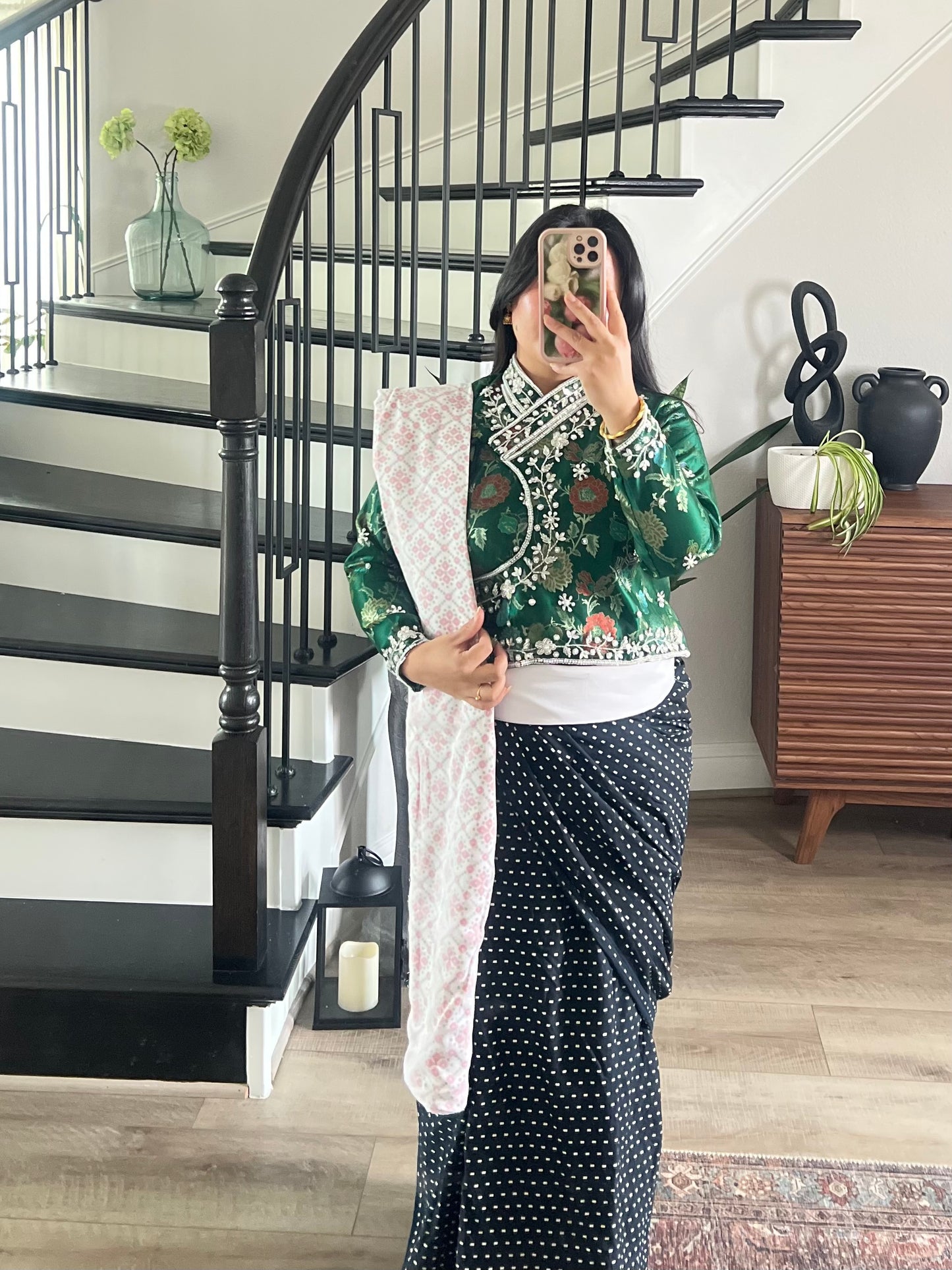 Kuching handwork choli in green