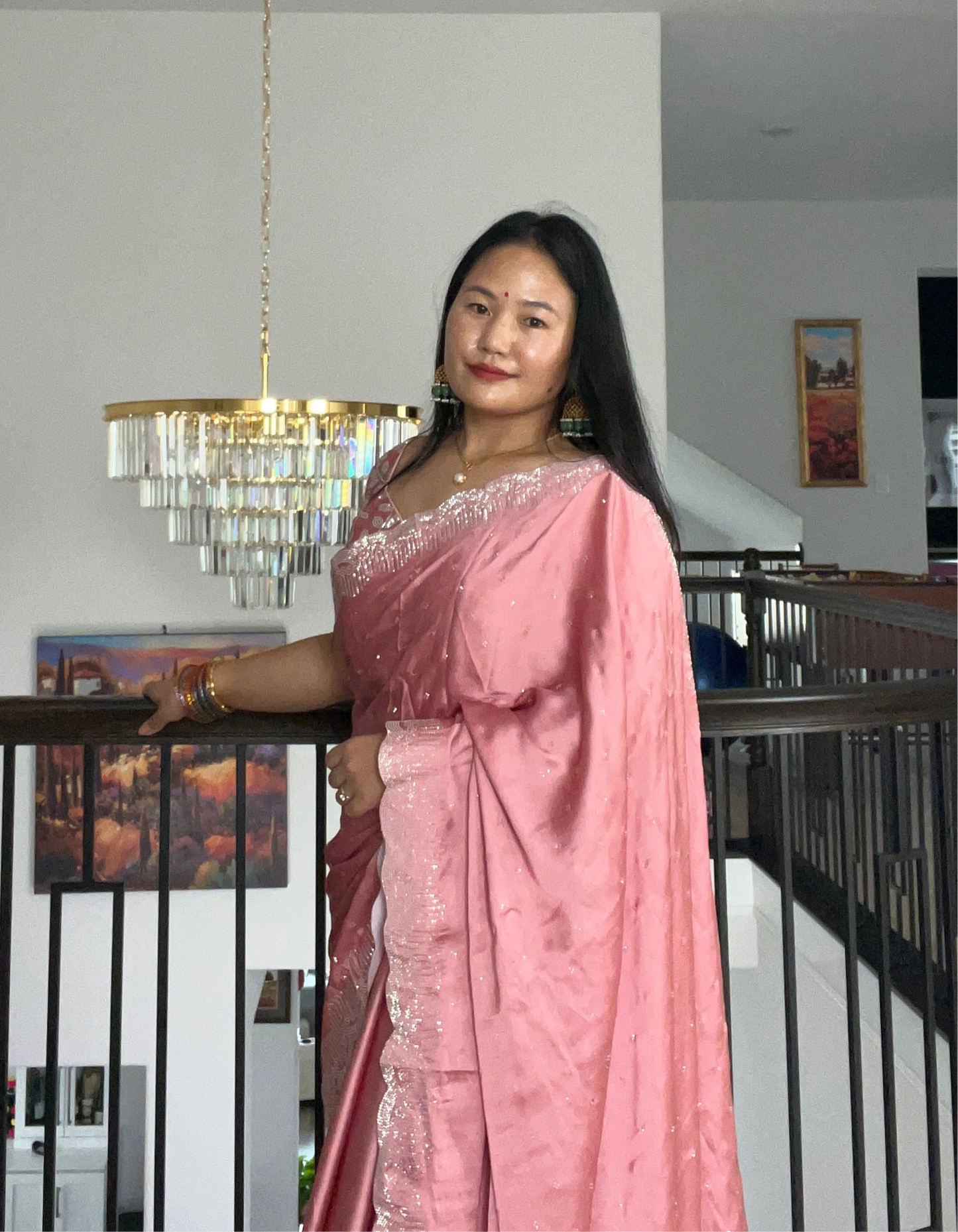 Pink silk saree