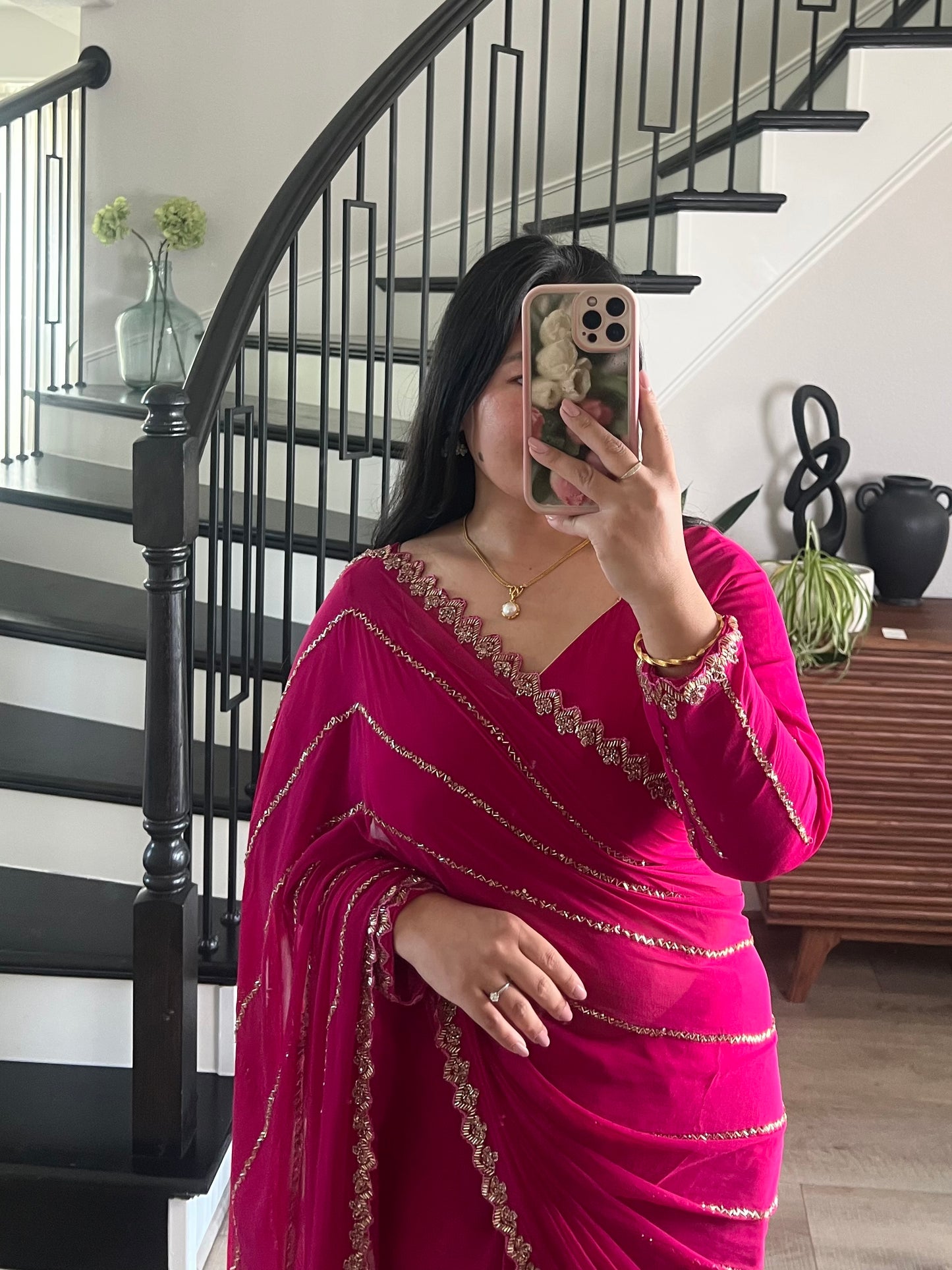 Pink saree