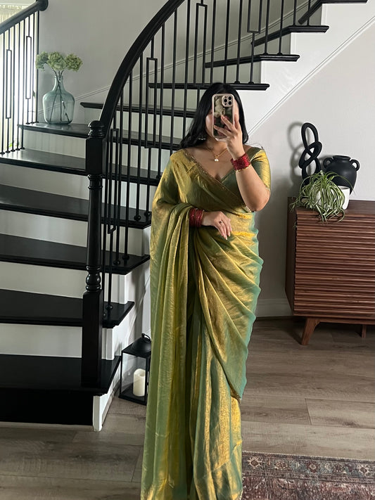 Fendy silk saree in green