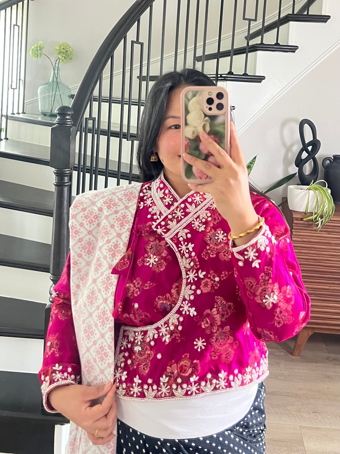 Kuching handwork choli in pink