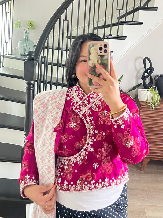 Kuching handwork choli in pink