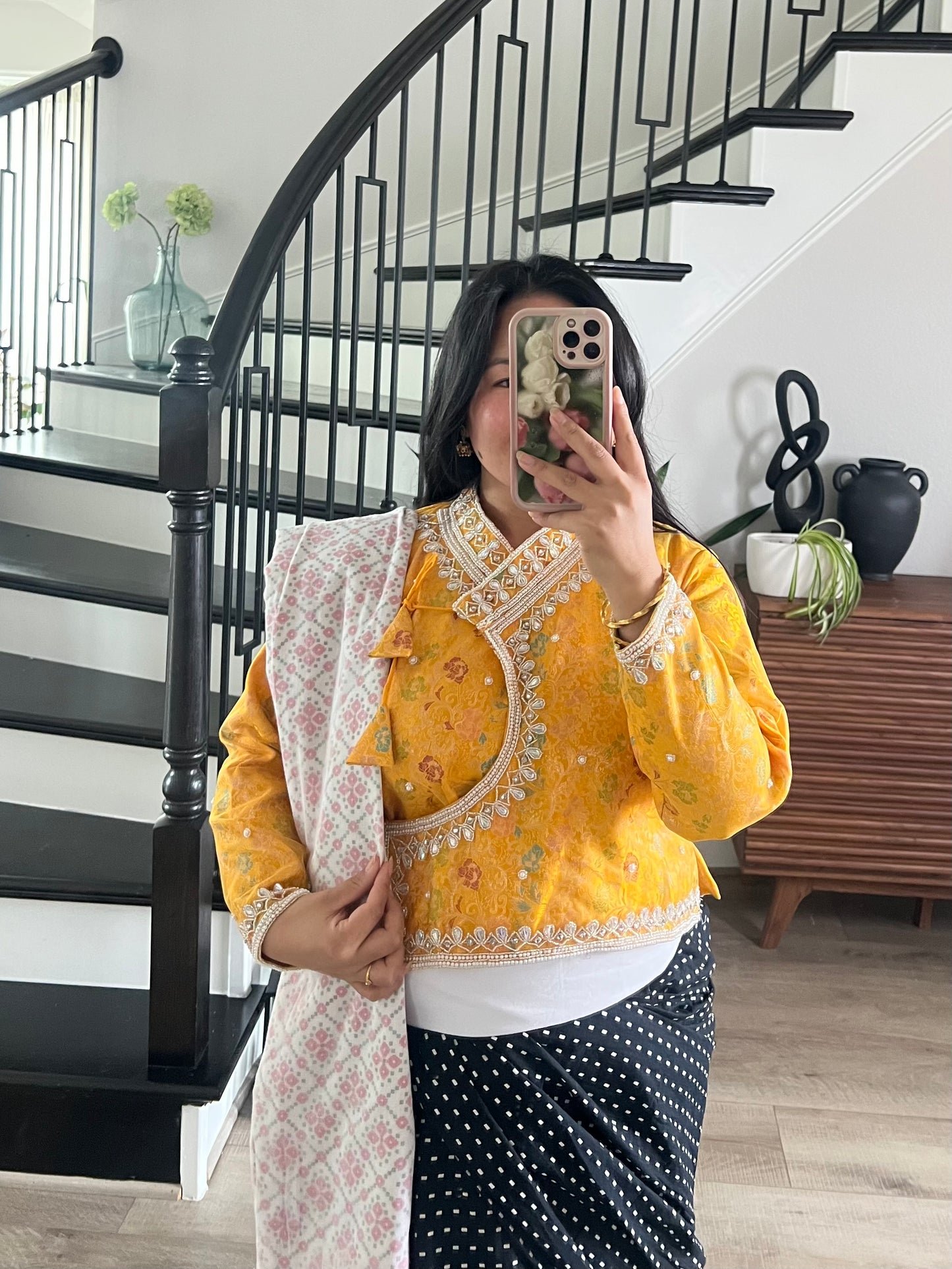 Kuching handwork choli in yellow