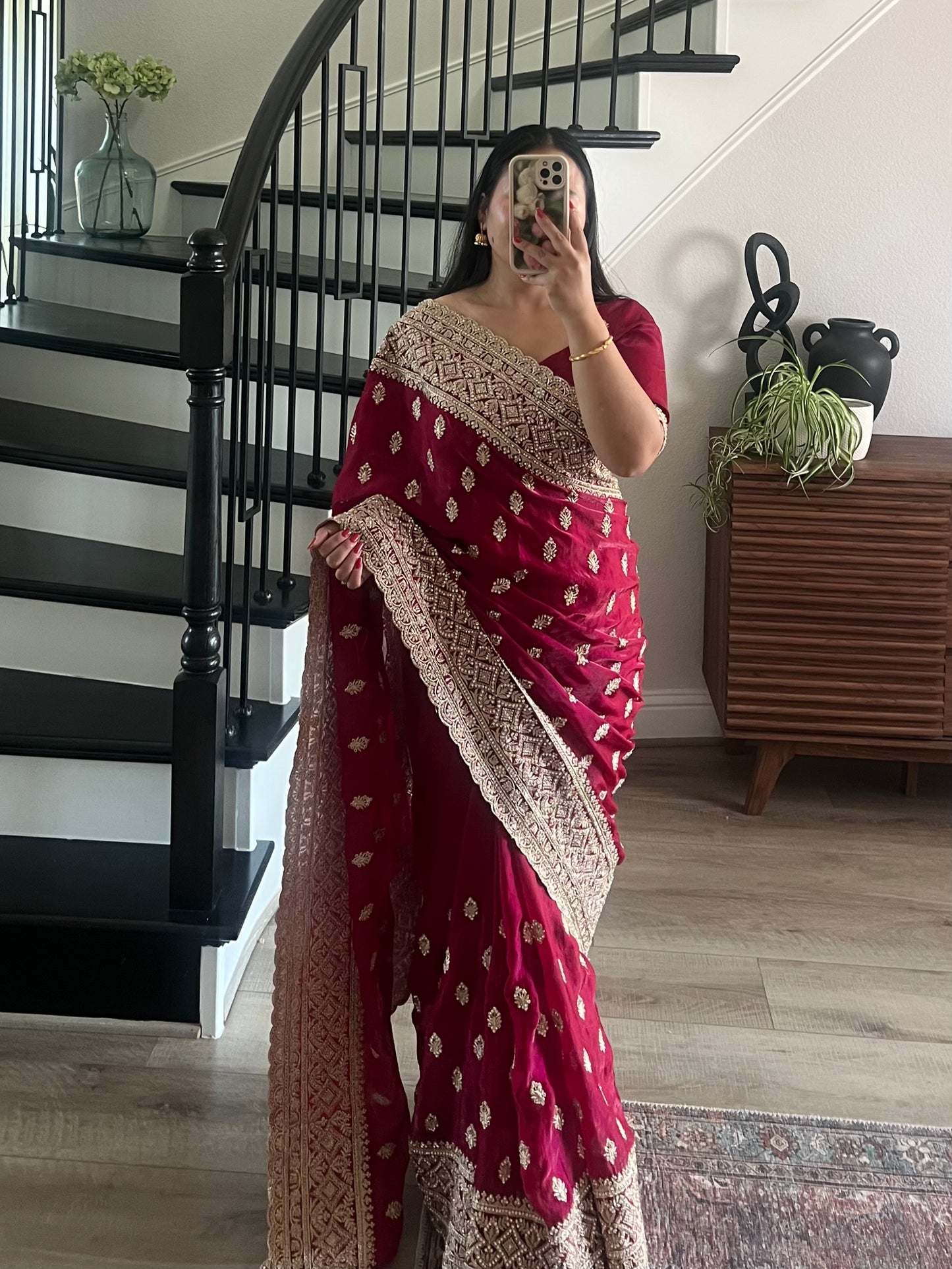 Heavy red saree