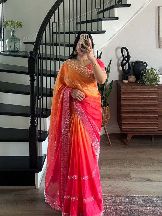 Dual shade saree