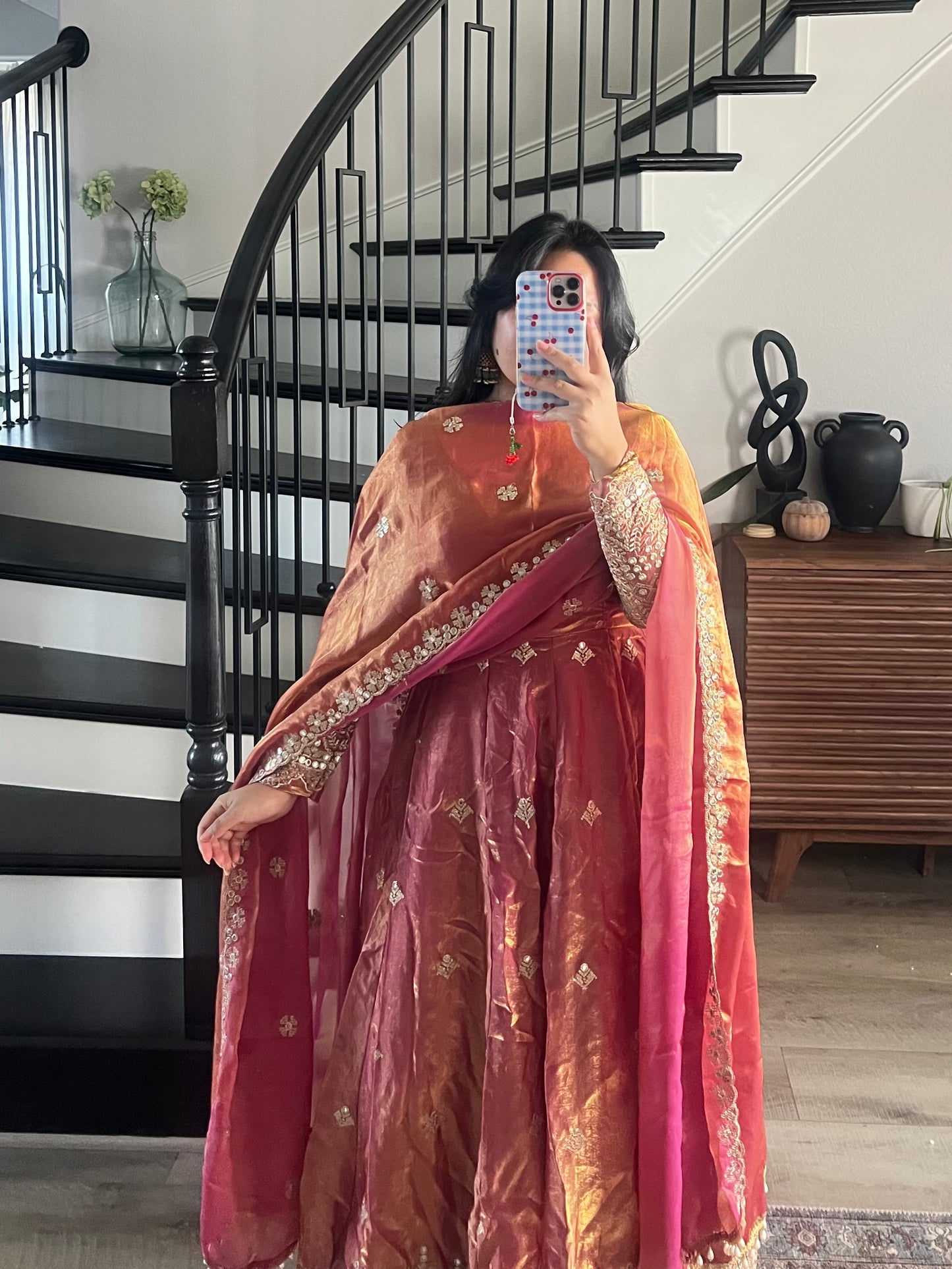 Silk anarkali in pink