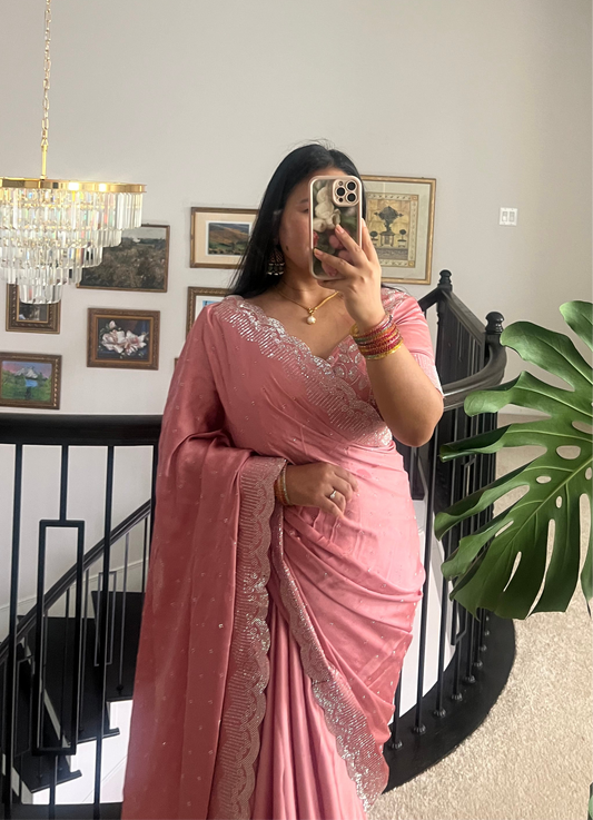 Pink silk saree