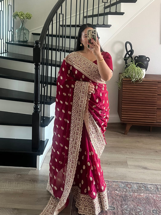 Heavy red saree